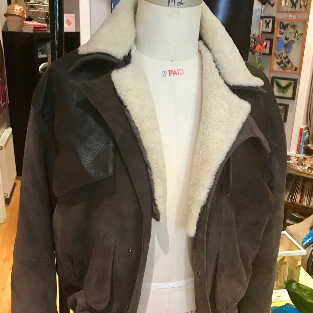 NEW Perry Ellis suede men’s coat with lambs wool